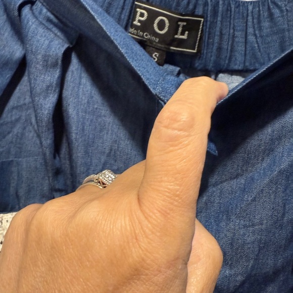 POL Blue soft lightweight Denim Skirt with embroidered lace pockets. Size S midi - Picture 3 of 3